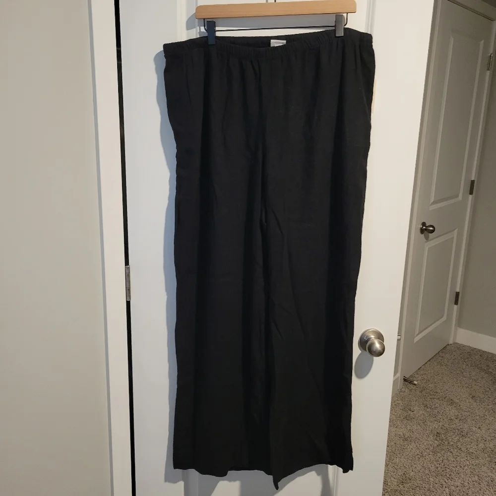NWT A New Day Women's Wideleg Midrise Linen Pull-on Pants Black Size XXL Regular - Picture 3 of 7